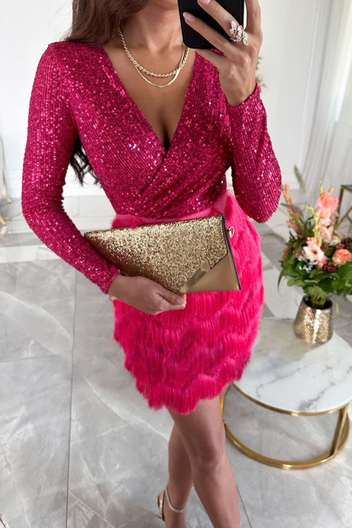 Abito chic da donna, scintillante, per eventi speciali e moda femminile autunnale.