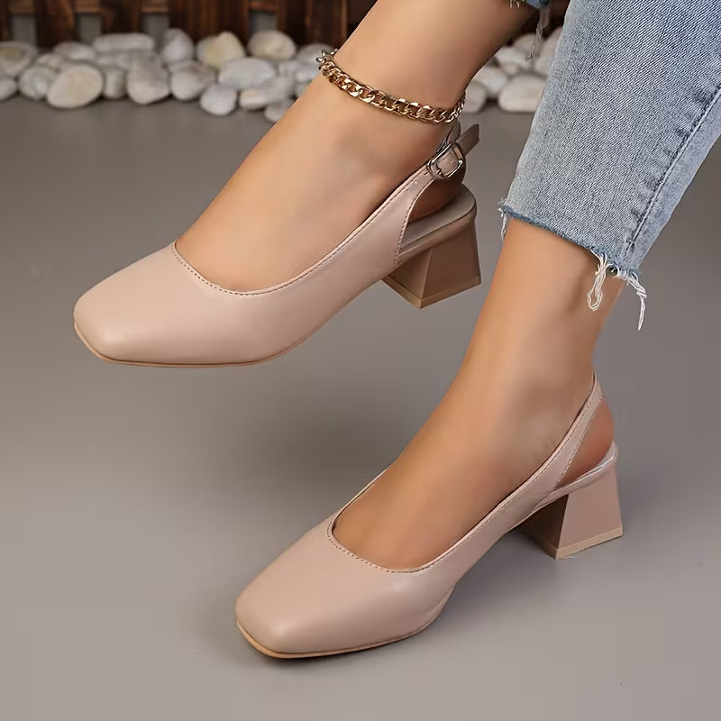 Slingback da donna aperte con tacco largo, perfette per la moda femminile primavera estate.