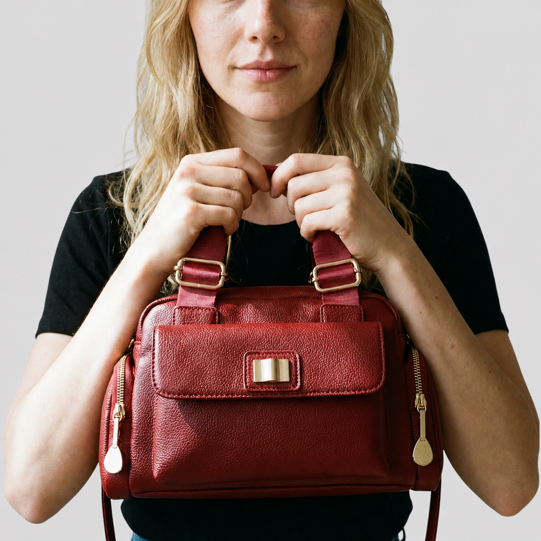 Borsa a mano nera da donna in sintetico. Design multitasche e tracolla, ideale per un look elegante e versatile.