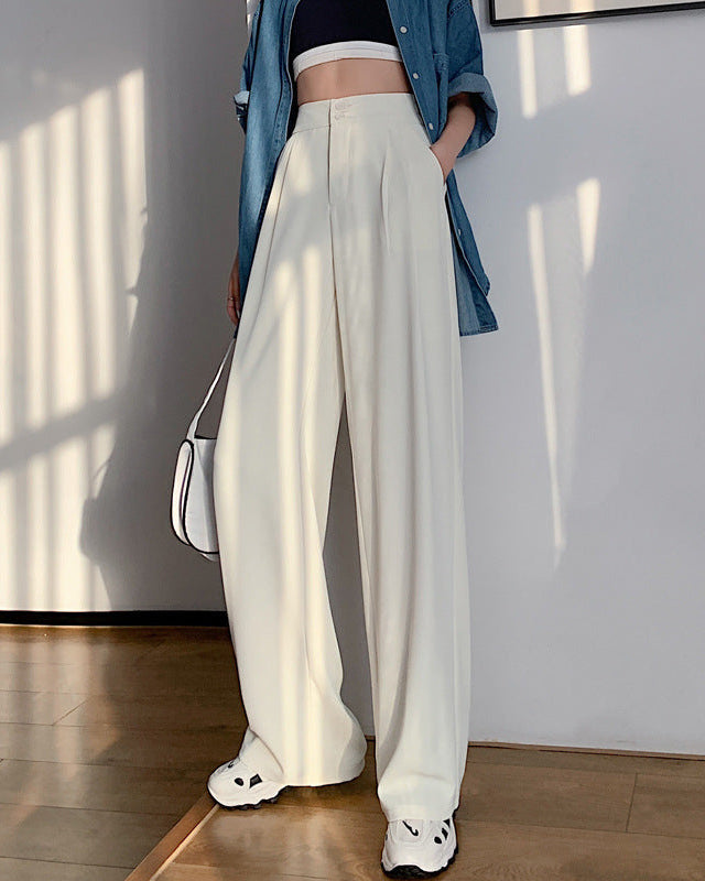 Pantaloni donna gamba larga vita alta, perfetti per look eleganti o casual. Ideali per primavera/estate.