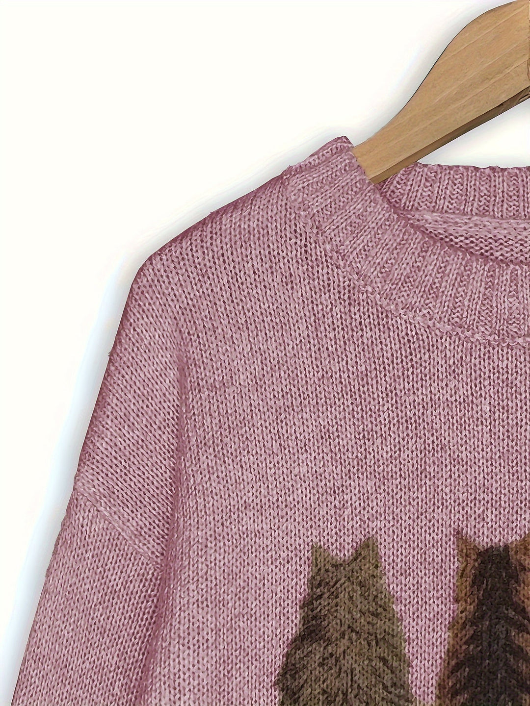 Maglione donna oversize con gatti. Girocollo, vestibilità comoda per un look casual.