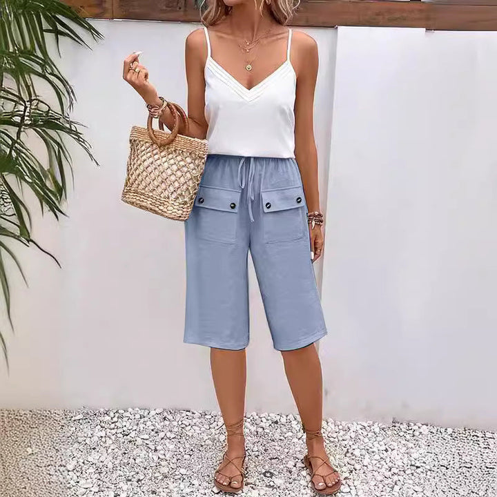 Pantaloncini donna estivi casual con coulisse, comodi e versatili per moda mare e tempo libero.