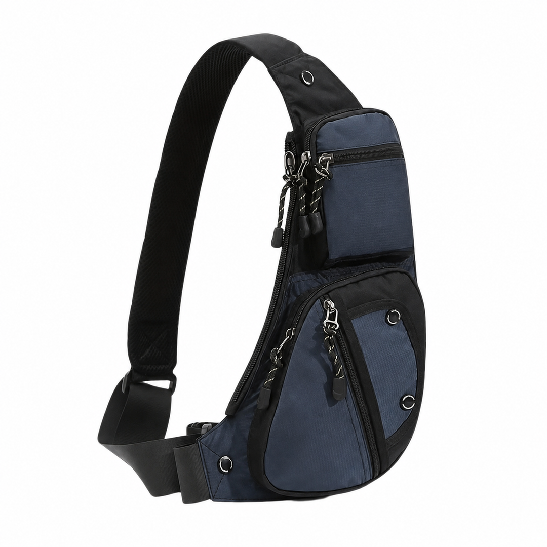 Elegante borsa tracolla uomo nera, resistente all'acqua e con scomparti antifurto per oggetti personali.