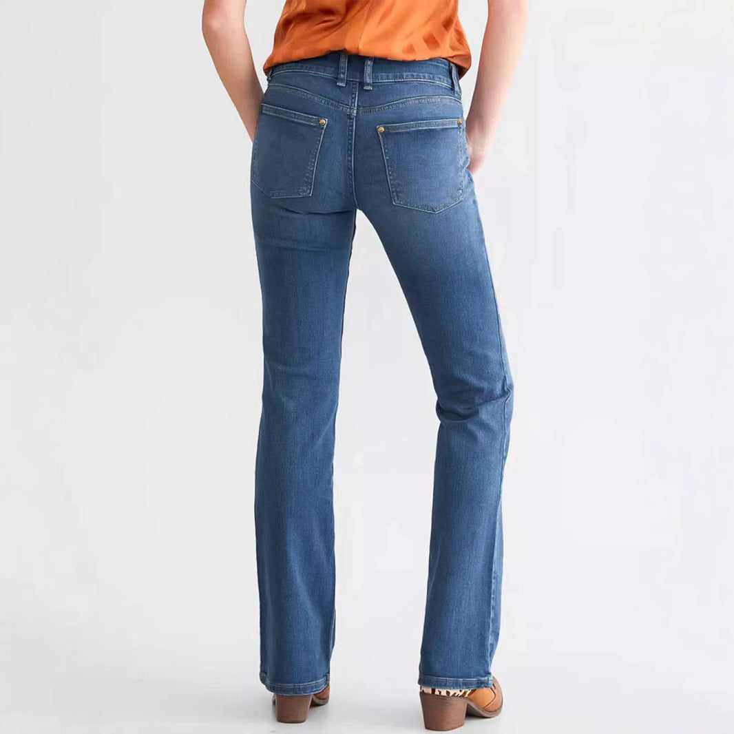 Pantaloni jeans donna skinny fit blu scuro, con alta elasticità per massimo comfort e aderenza perfetta.