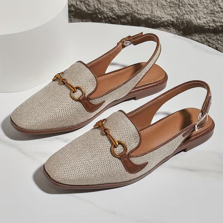 Ballerine da donna slingback bianche per comfort quotidiano. Scarpe eleganti e di moda, perfette per ogni giorno.