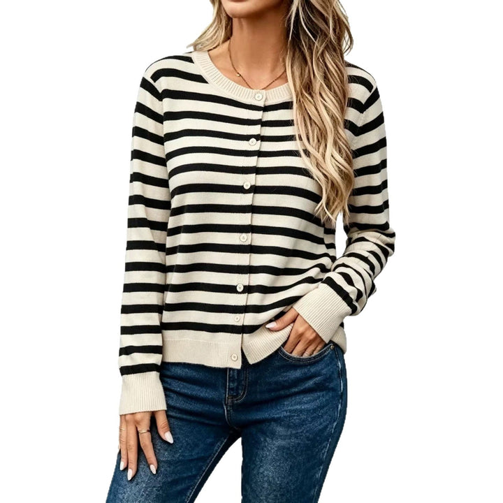 Cardigan donna a righe con vestibilità ampia, casual e confortevole. Ottimo per il tempo libero.