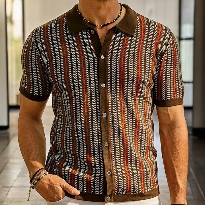 Camicia uomo smart casual con raffinato motivo spigato, look elegante e comodo per ogni occasione maschile.