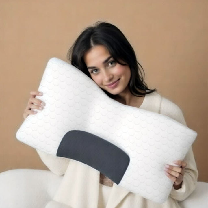 Cuscino ortopedico per dormire, con funzione massaggio per collo e spalle, per riposo e supporto.