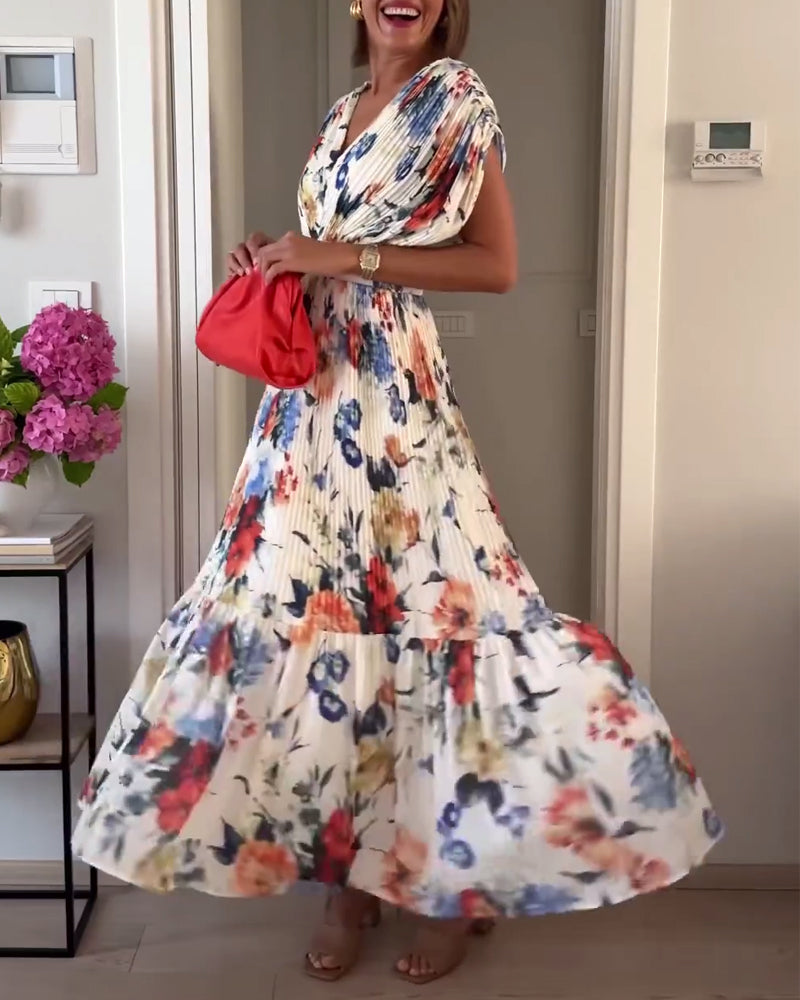 Abito donna floreale elegante, leggero e raffinato, perfetto per vestito estivo romantico o look casual chic.