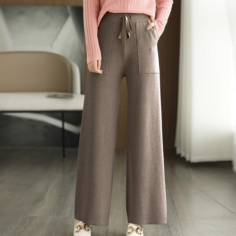 Pantaloni moda donna vita alta, gamba larga e vestibilità comoda, per un look chic o casual tutto l'anno.