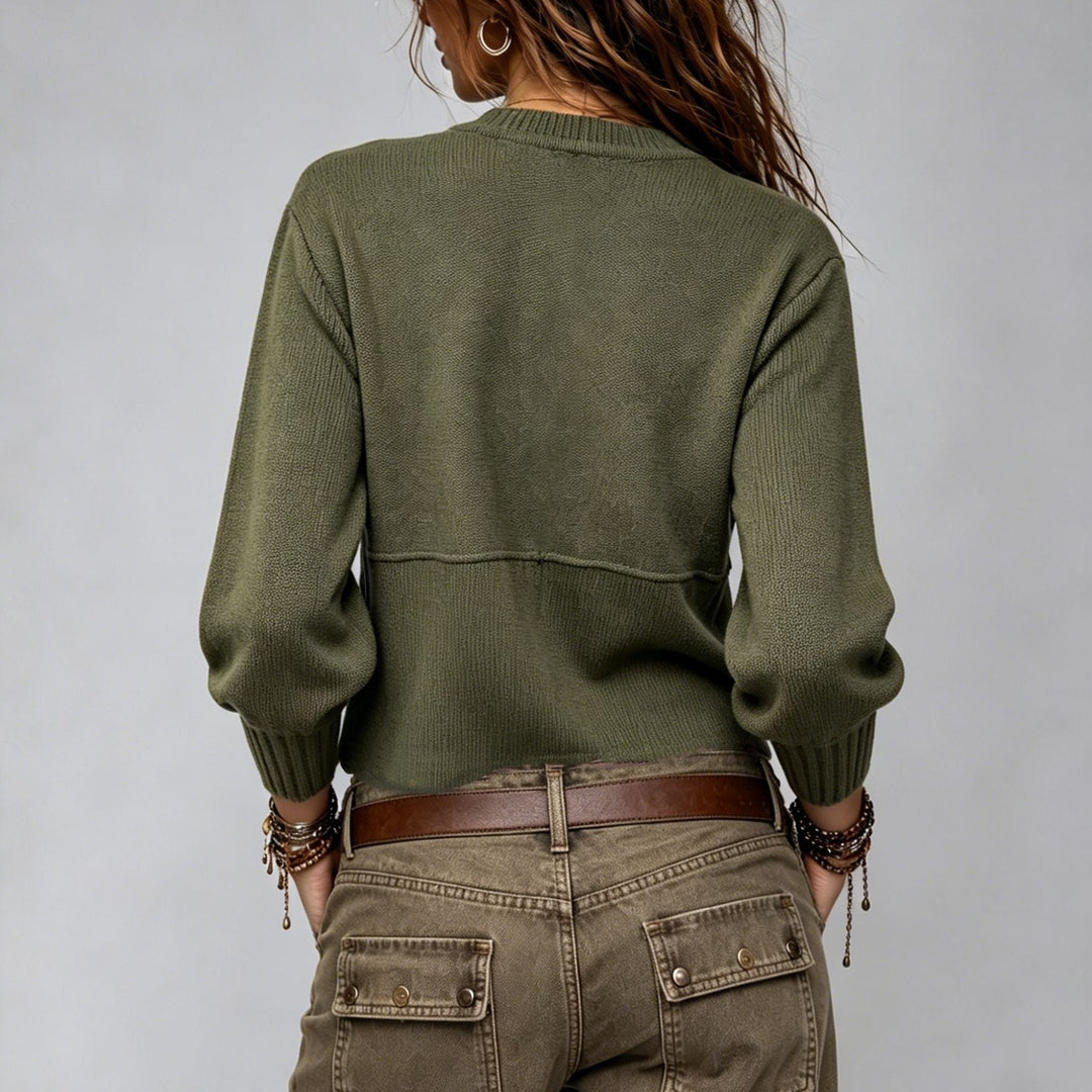 Cardigan girocollo da donna con bottoni, per uno stile casual e rilassato, ideale per ogni giorno.