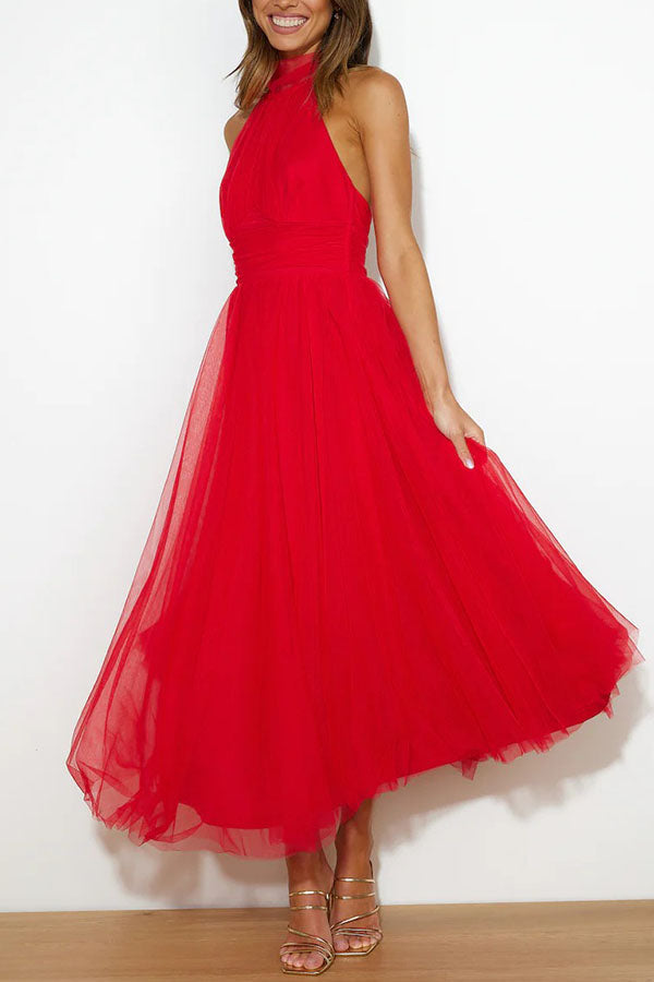 Vestito maxi elegante scollo all'americana, moda donna per feste estive e matrimoni.