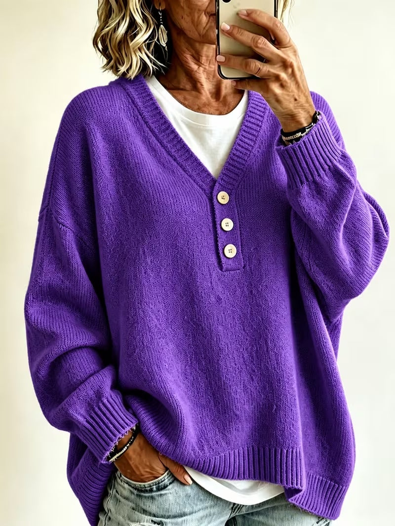 Maglione donna tinta unita casual, versatile per look eleganti o outfit giornalieri. Comfort e stile moda donna.