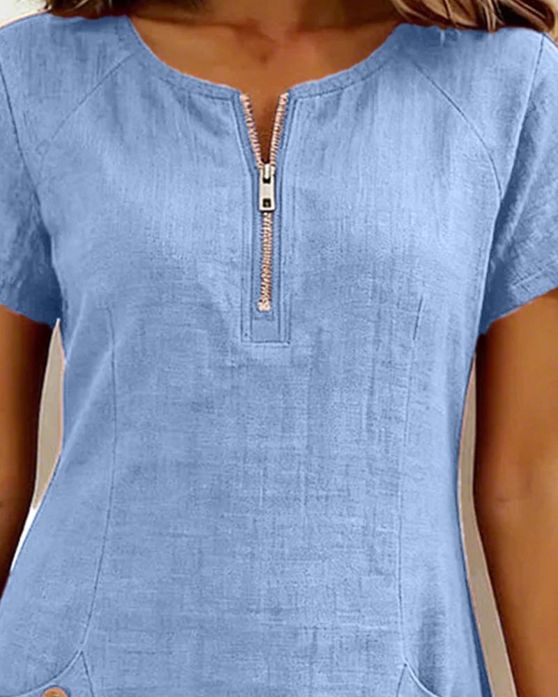 Abito da donna elegante linea A, essenziale per la moda femminile, con maniche corte e un design confortevole.