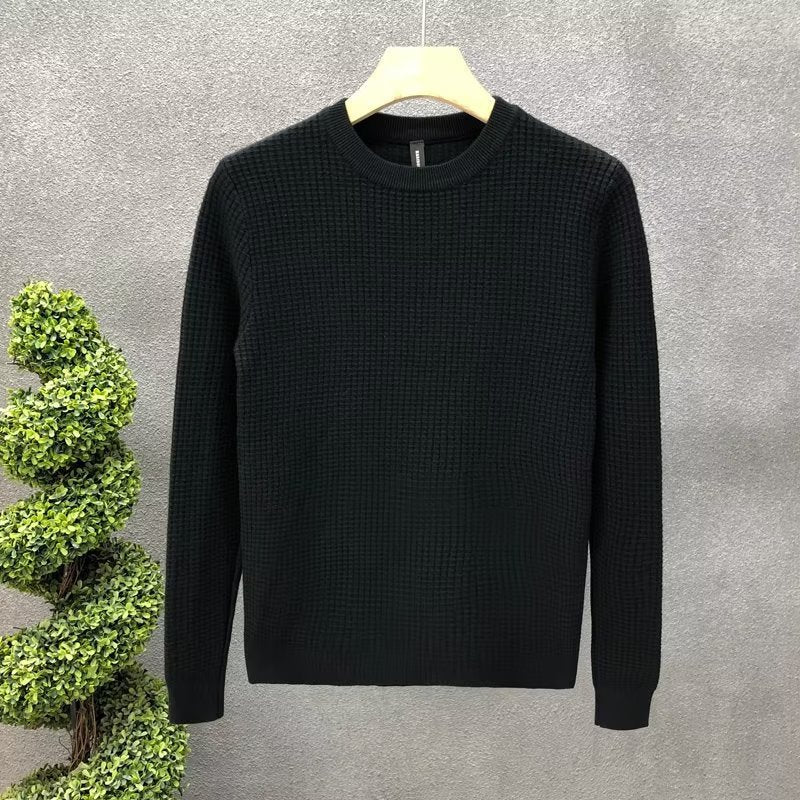 Pullover uomo elegante a girocollo in maglia, perfetto per l'autunno. Moda uomo casual con maniche lunghe.