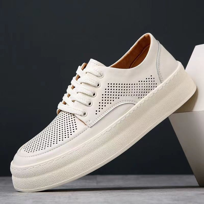 Scarpe sportive uomo casual bianche/beige, design versatile con suola ammortizzata per massimo comfort e stile.