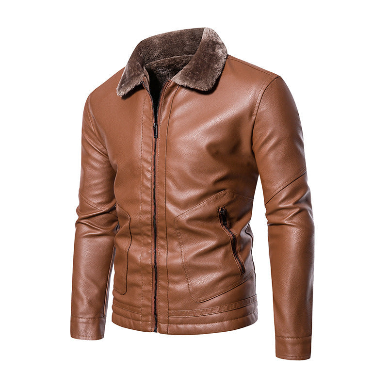 Giacca leopardata da uomo con zip per l'inverno. Capospalla maschile casual, stile audace e alla moda.