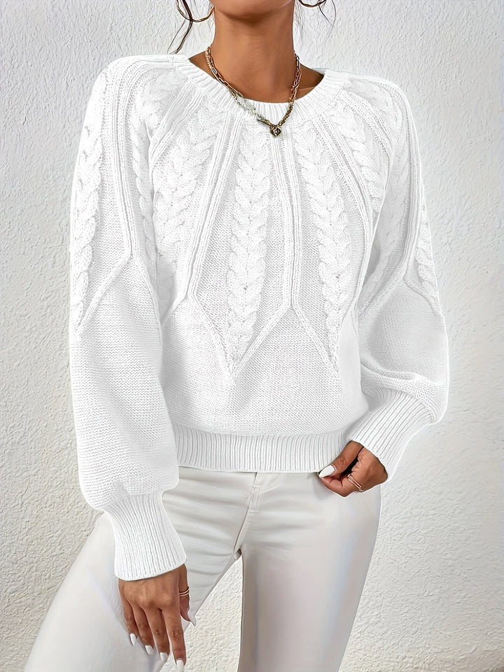 Maglione casual da donna con trecce e maniche a palloncino. Perfetto per ogni giorno.