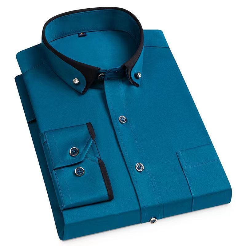 Camicia versatile uomo per primavera autunno, maniche lunghe e colletto classico. Adatta per outfit eleganti o casual.