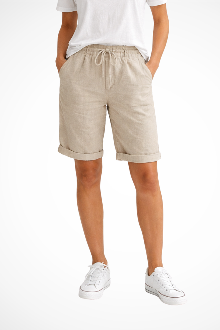 Pantaloni Capri donna in lino leggeri e comodi, ideali per l'estate. Vestibilità casual con vita elastica.