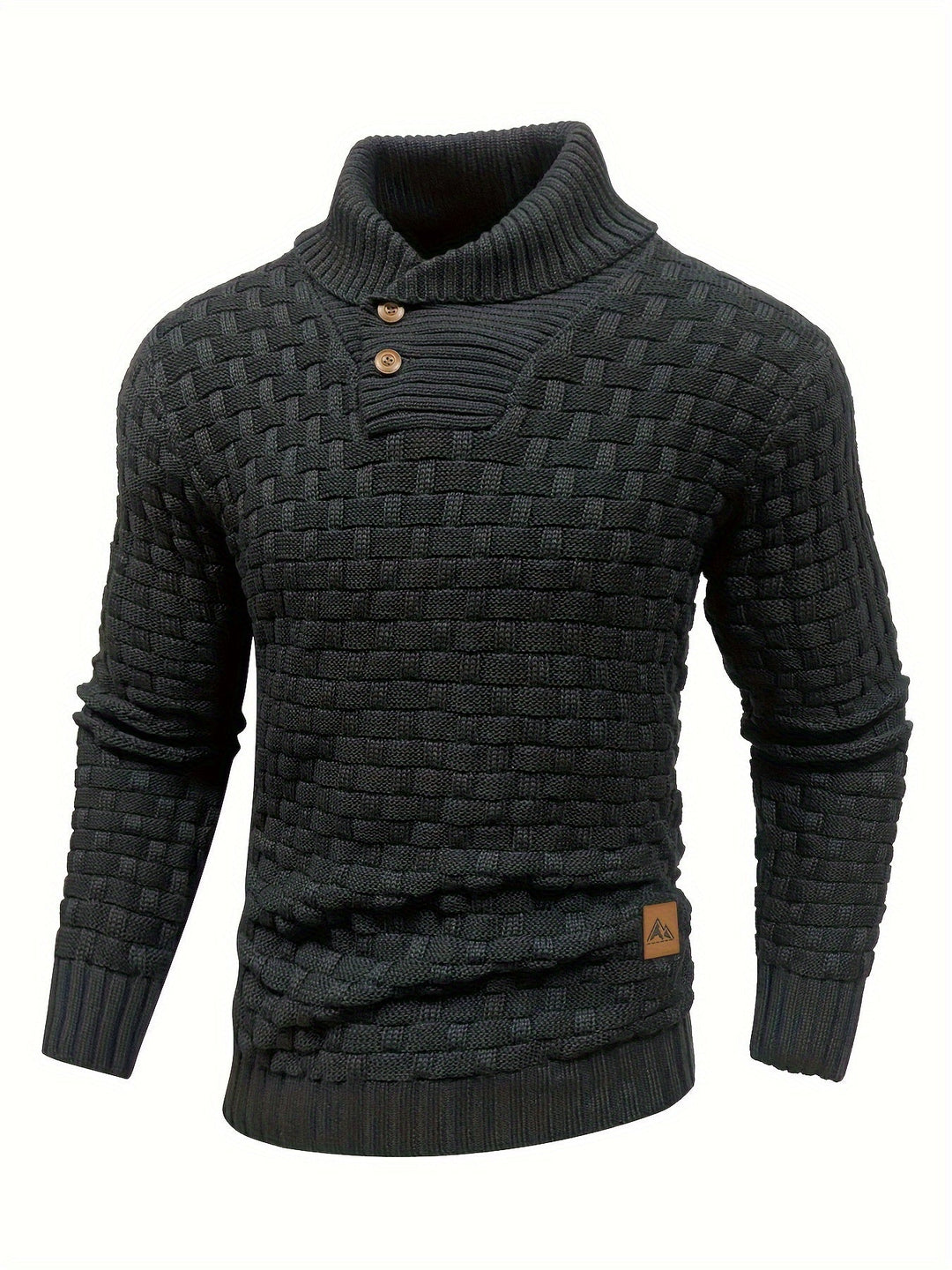 Maglia da uomo per l'inverno, design waffle e collo a sciarpa unico, stile e calore.