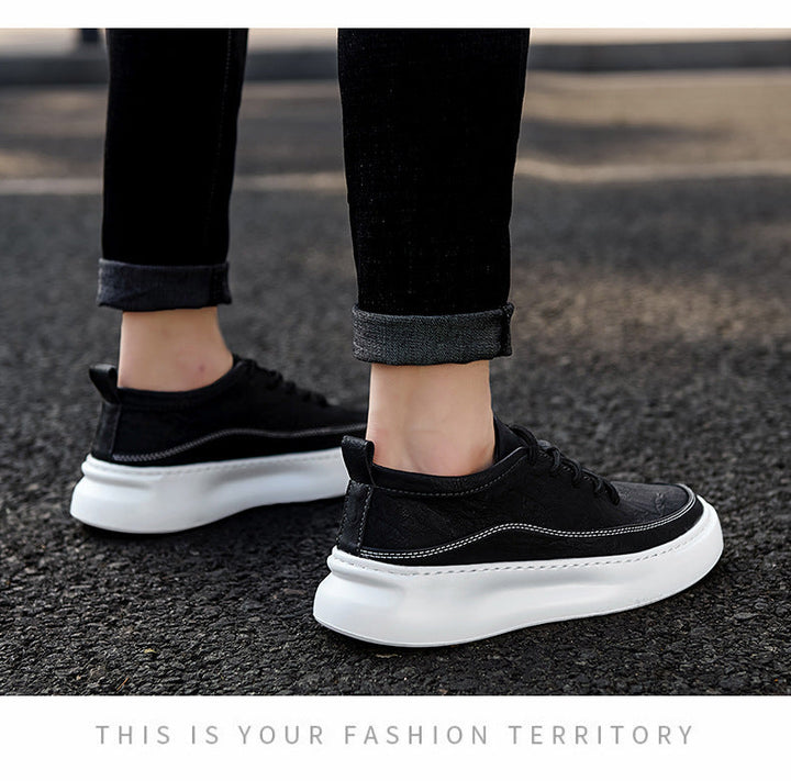 Moderne scarpe uomo sportive per passeggio e comfort, con design elegante e suola rialzata per stile.