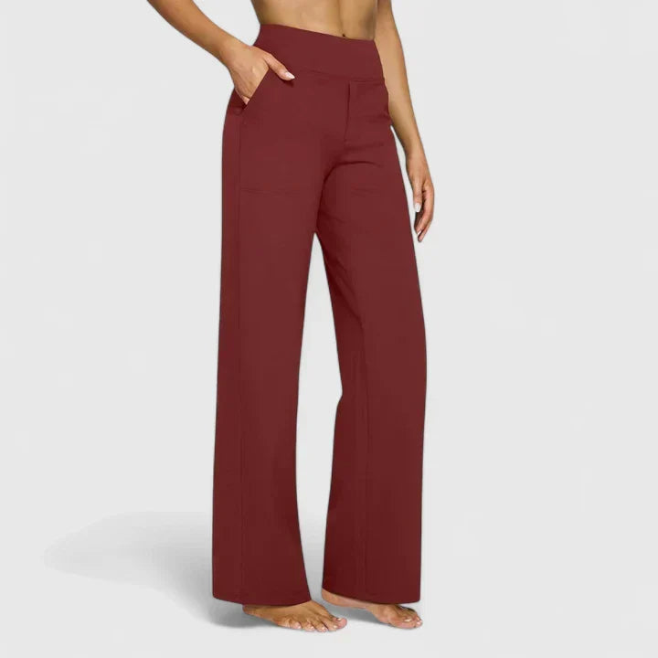 Stile moderno con pantaloni donna a vita alta e gamba dritta, un must-have per la moda e l'outfit donna.