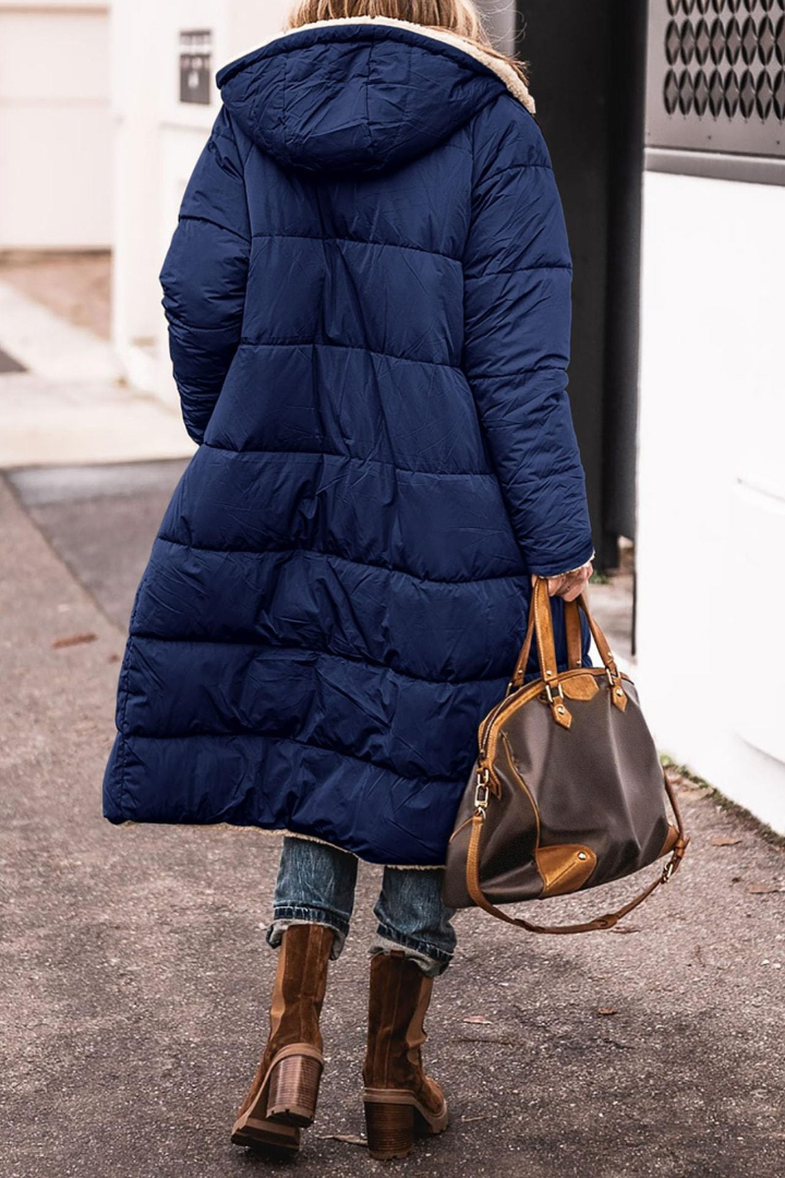 Cappotto donna reversibile, elegante e lungo. Outfit moda autunno/inverno, perfetto per ogni occasione.