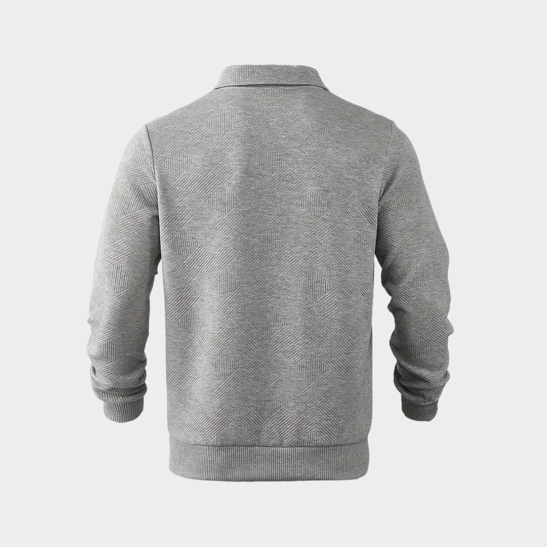 Maglione uomo versatile, mezza zip e stile moderno. Perfetto per abbigliamento maschile casual.