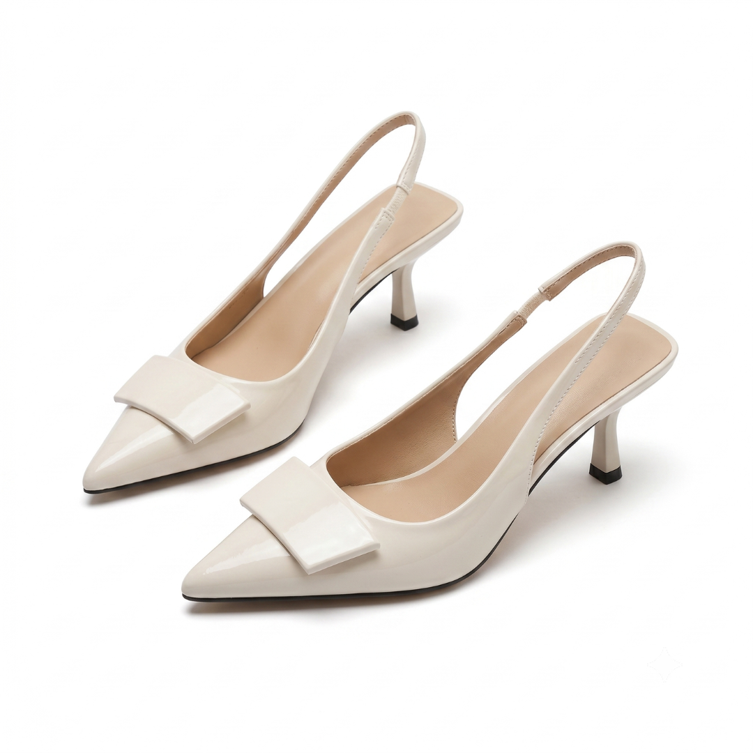 Scarpe eleganti da donna modello slingback con tacco basso, per un comfort chic in ufficio e eventi estivi.