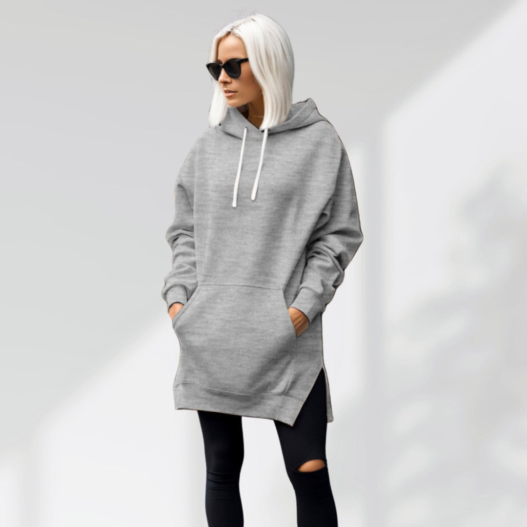 Felpa vestito donna, ultra comodo e caldo. Ideale per la moda autunno-inverno con stile rilassato.