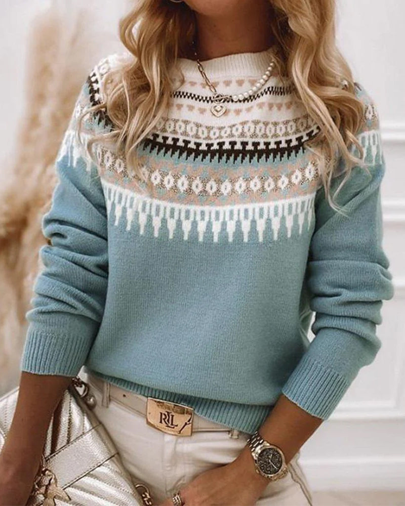 Maglione girocollo da donna, spesso e confortevole. Perfetto per un look quotidiano elegante.