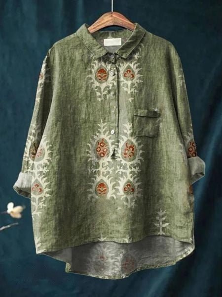 Blusa primavera estate a fiori per donna, stile elegante casual e di tendenza.