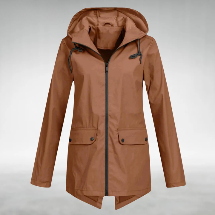 Giacca antipioggia donna dal taglio elegante, ideale per outerwear di moda femminile. Versatile e moderna.