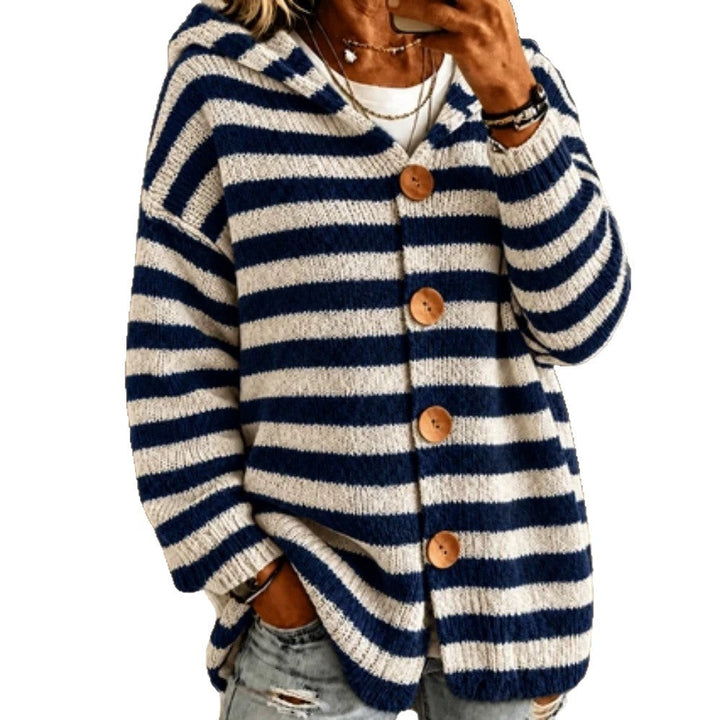 Maglione a righe orizzontali per donna, un capo comodo e trendy.