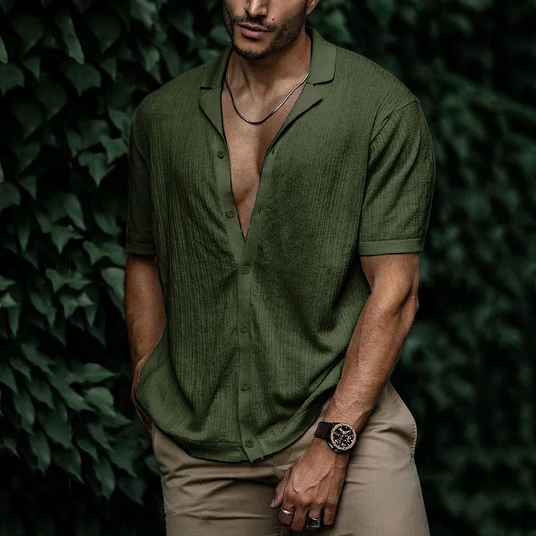 Camicia uomo leggera e traspirante, modello casual a manica lunga, ideale per la stagione calda.