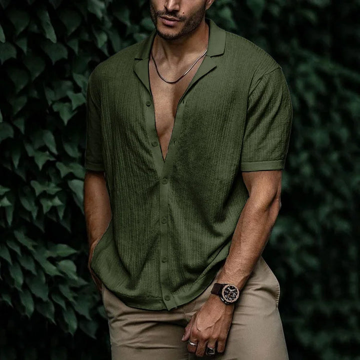 Camicia uomo leggera e traspirante, modello casual a manica lunga, ideale per la stagione calda.