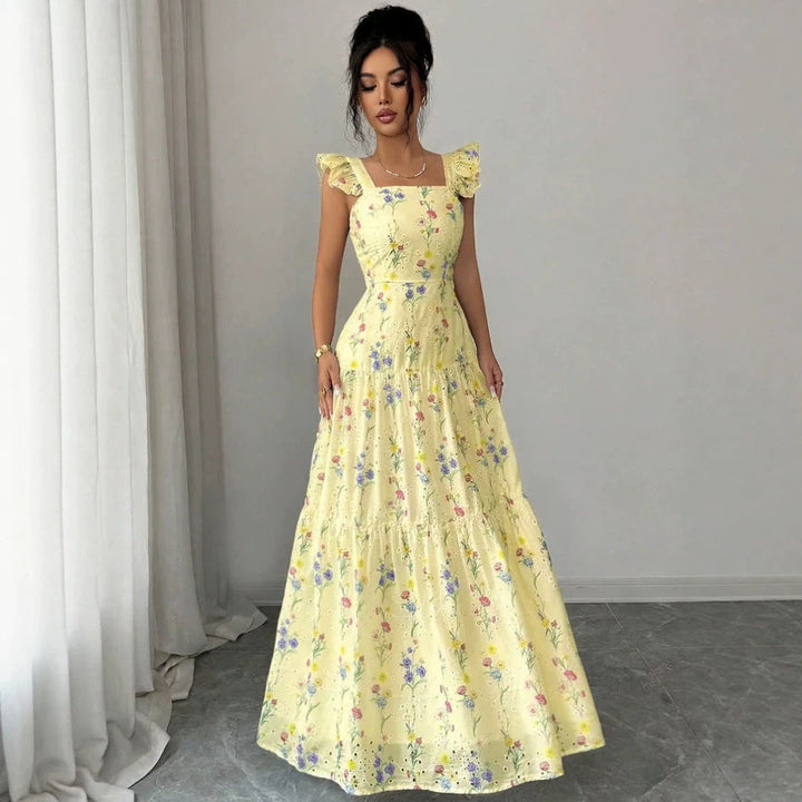Elegante abito donna floreale stile francese, perfetto per vacanze e occasioni estive, leggero e femminile.