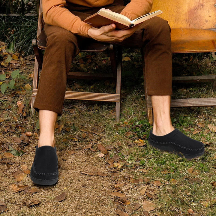 Mocassini uomo casual invernali, slip-on caldi. Scarpe antiscivolo con punta larga per casa.