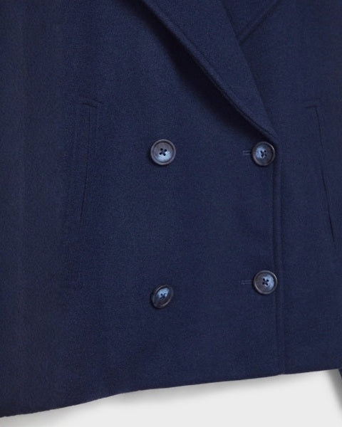 Cappotto donna doppiopetto effetto lana, corto, elegante e versatile, perfetto per autunno/inverno.