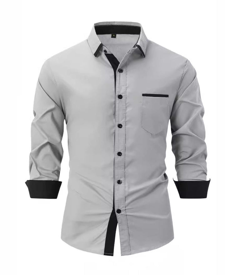 Camicia business uomo autunno/primavera, slim fit a righe. Perfetta per look formale ed elegante.