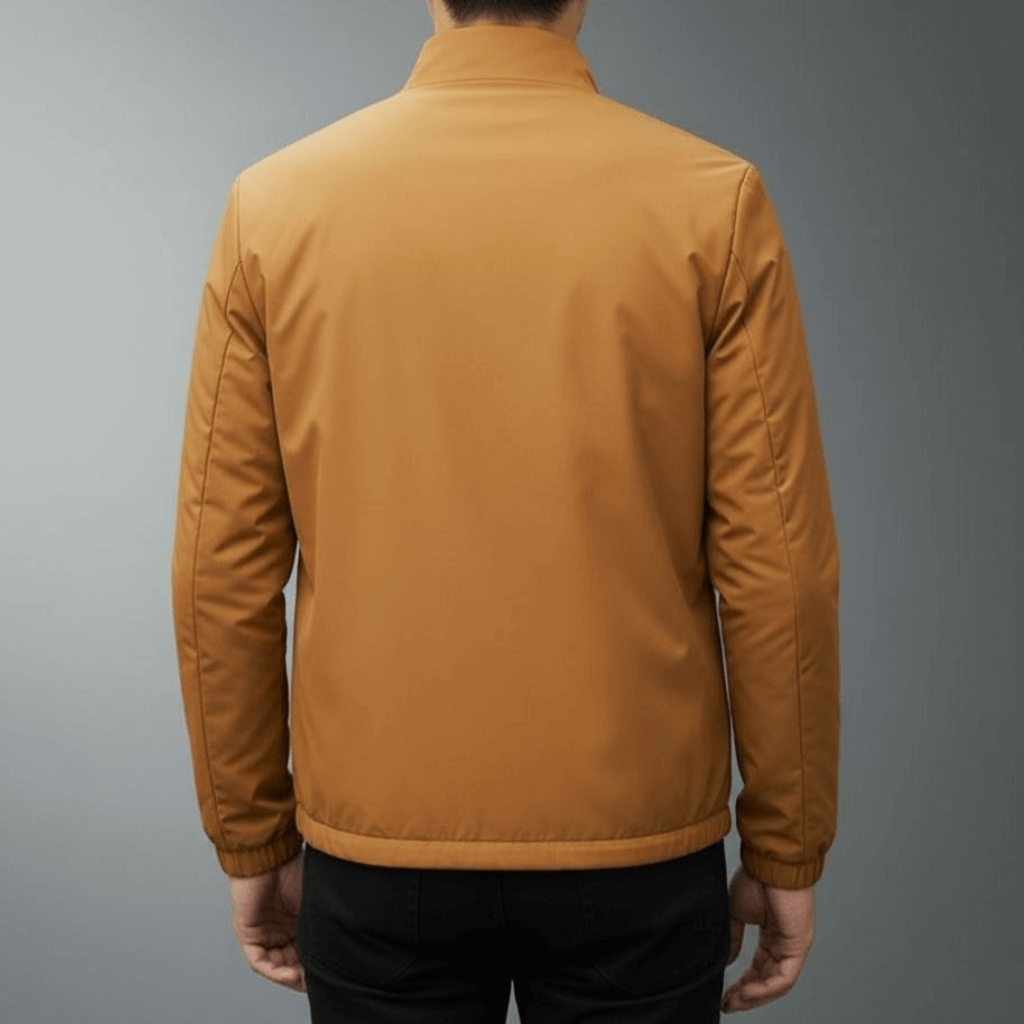 Elegante giacca invernale uomo da città e outdoor, calda, leggera e antivento con cerniera.