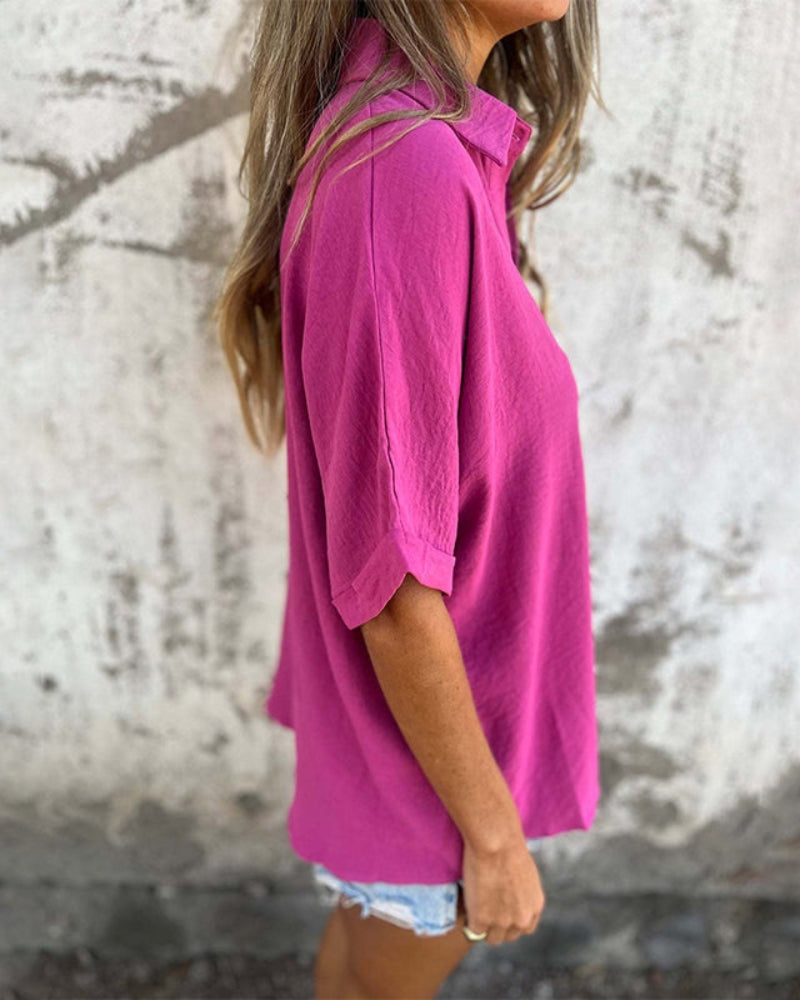 Blouse donna primaverile/estiva, fresca e arieggiata. Maniche corte, per massimo comfort e stile.