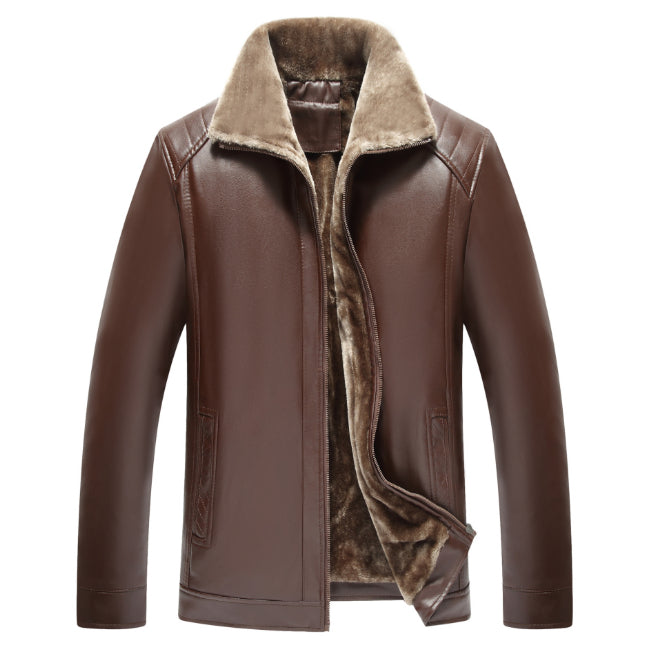 Giacca invernale uomo nera elegante con collo a revers e tasche, perfetta per un look casual o formale.