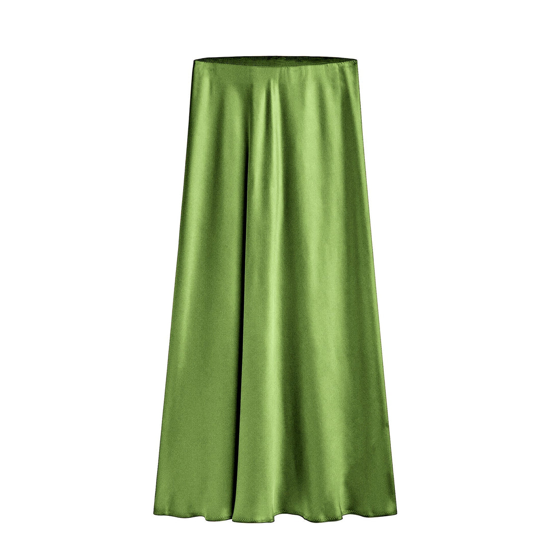 Gonna casual-elegante midi donna, vita alta con spacco obliquo e cinturino elastico per stile e praticità.