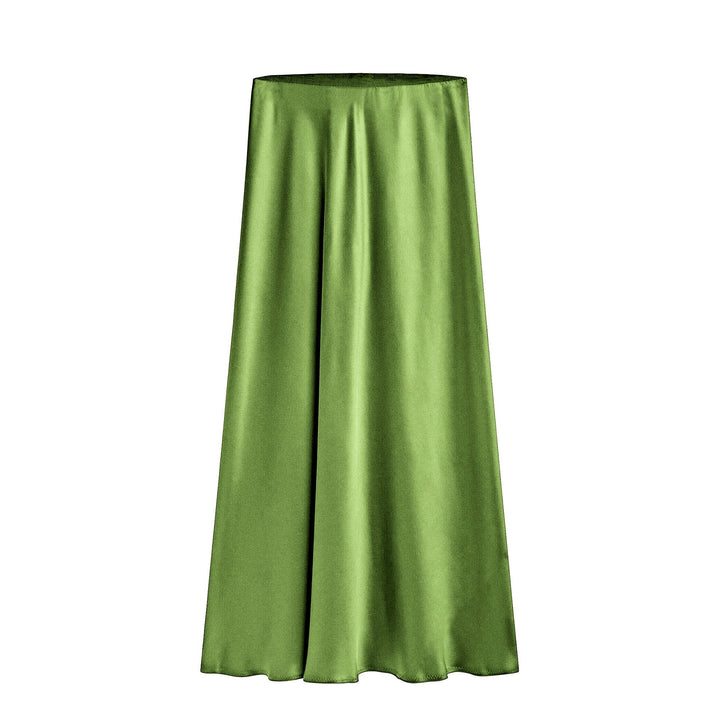 Gonna casual-elegante midi donna, vita alta con spacco obliquo e cinturino elastico per stile e praticità.