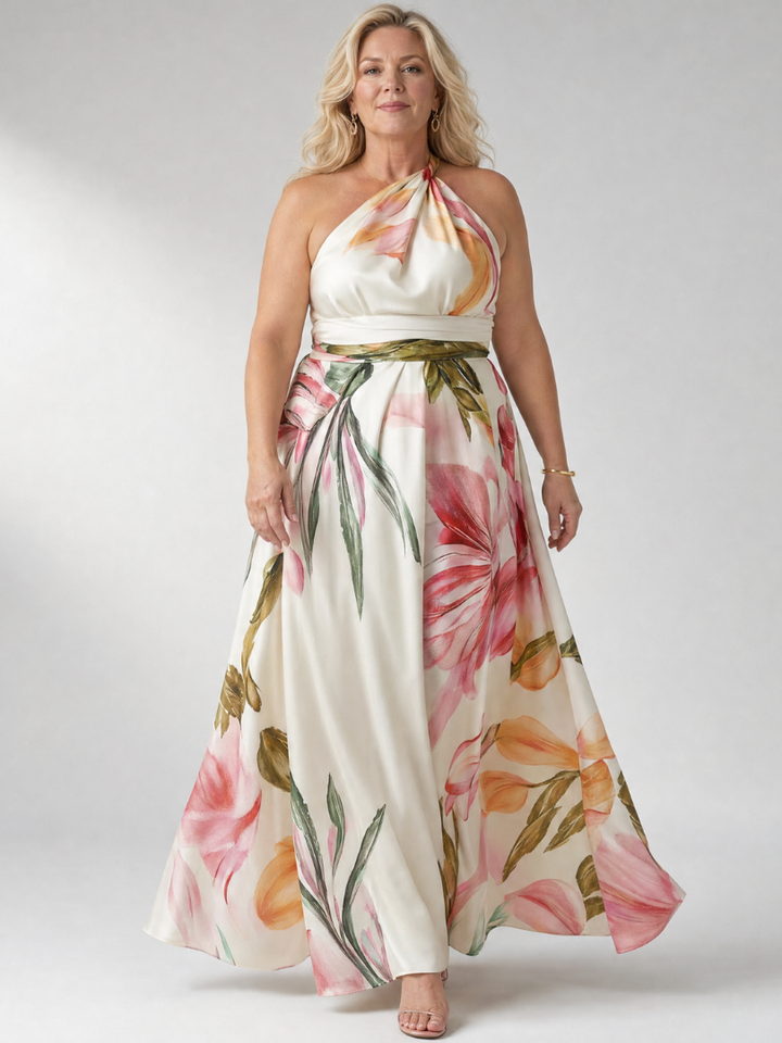 Maxi abito donna floreale, stile casual ma raffinato, ideale per le tue avventure estive.