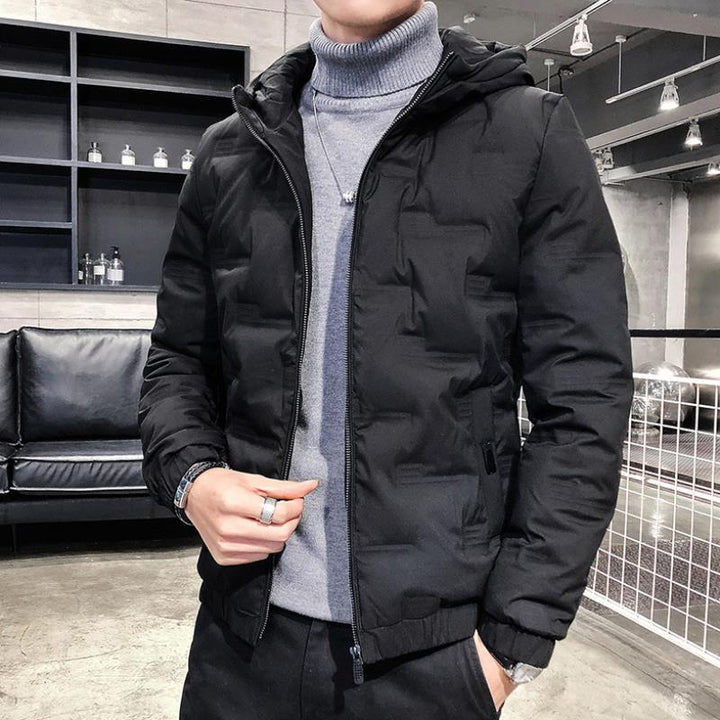 Giacca invernale da uomo, bomber imbottito spesso con zip, calda e resistente, perfetta per un look casual elegante.