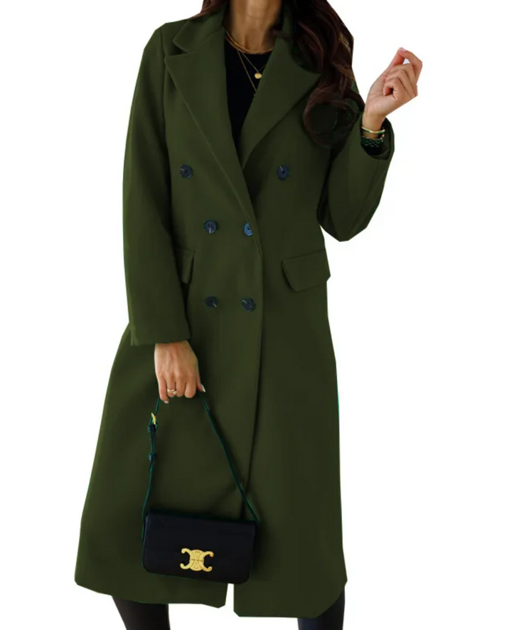 Trench lungo donna, slim-fit, perfetto per l'abbigliamento formale.