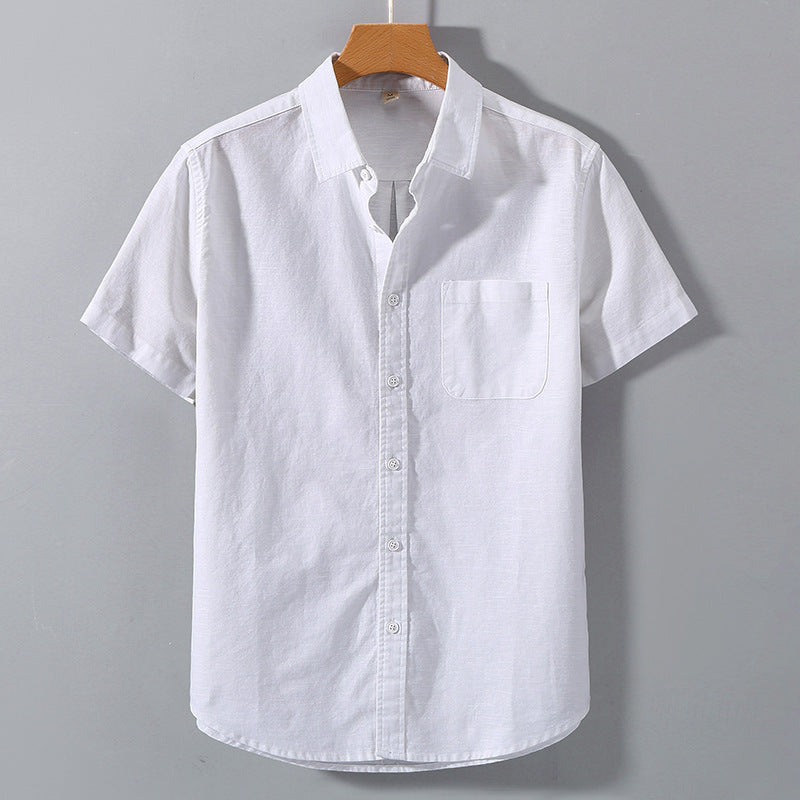 Camicia estiva uomo con maniche corte, colletto revers e vestibilità ampia. Ideale per outfit casual e moderni.
